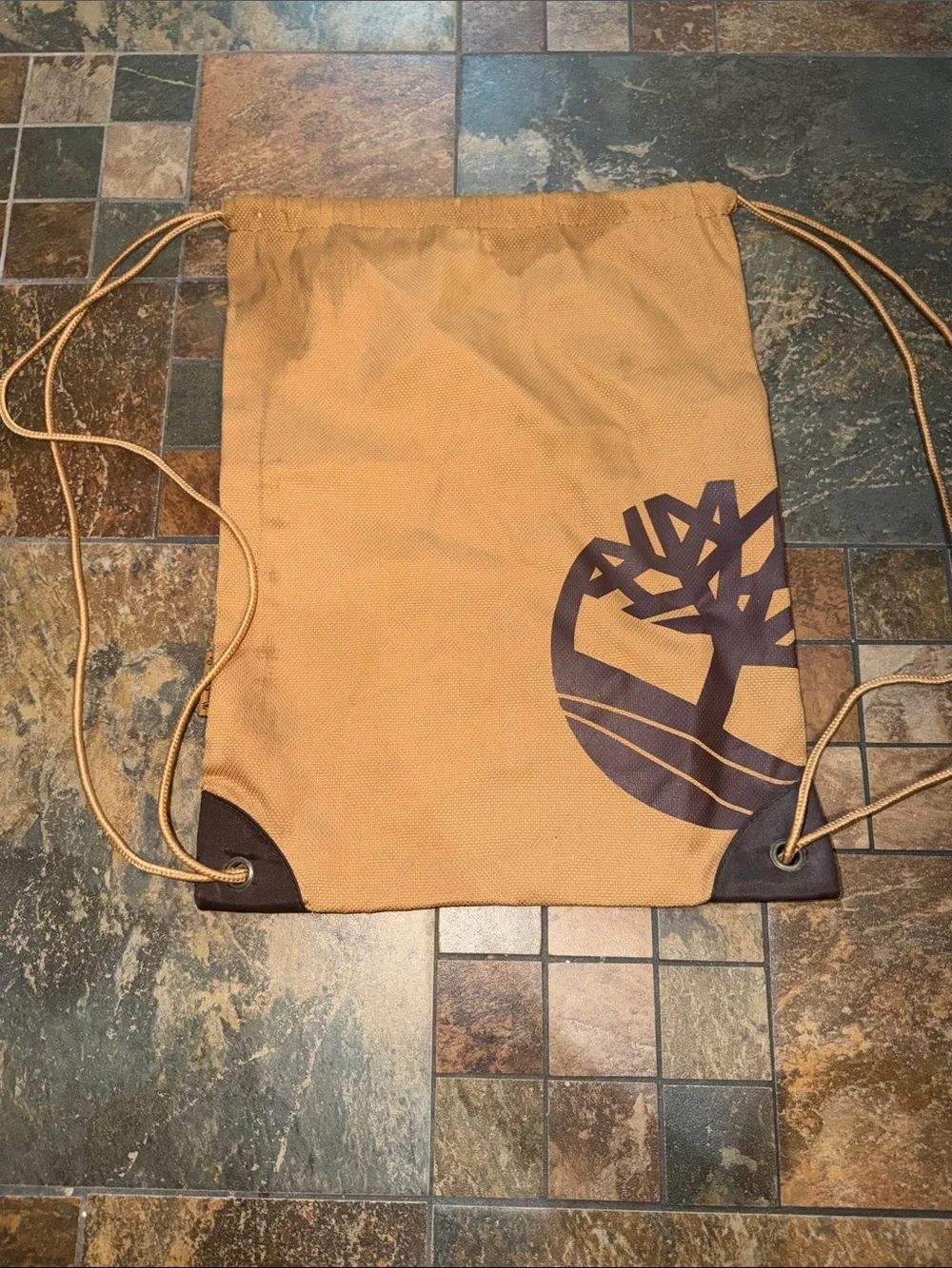 Timberland Brown Drawstring Logo Backpack Sack